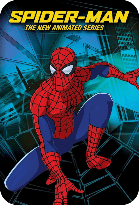 The poster of Spider-Man: The New Animated Series, showing Spider-Man in an action pose